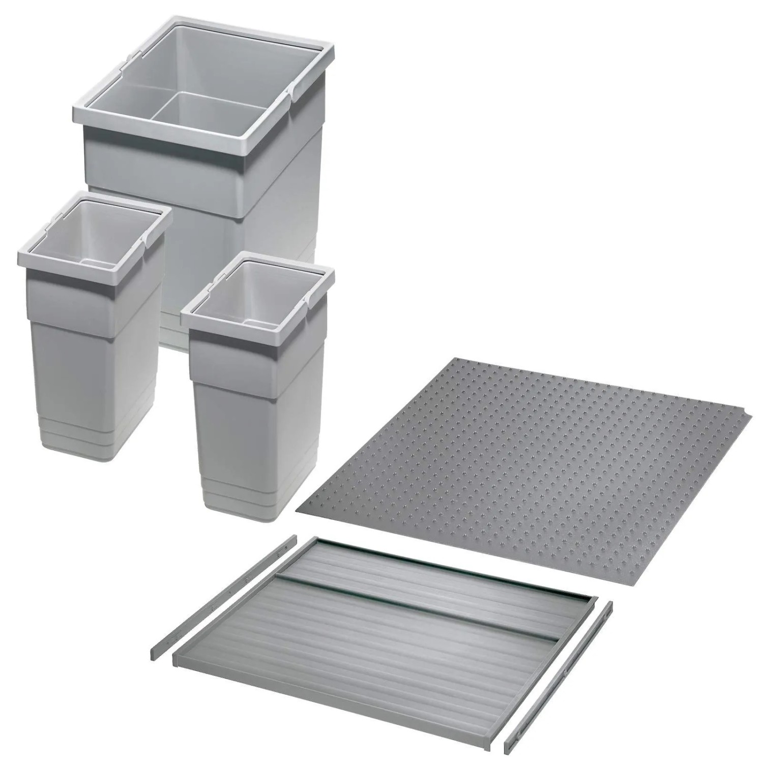 Ninka Abfalltrennsystem Eins2vier KB 450 mm 2x 6L 13,5L Alugrau für Seitenstärke 16 mm