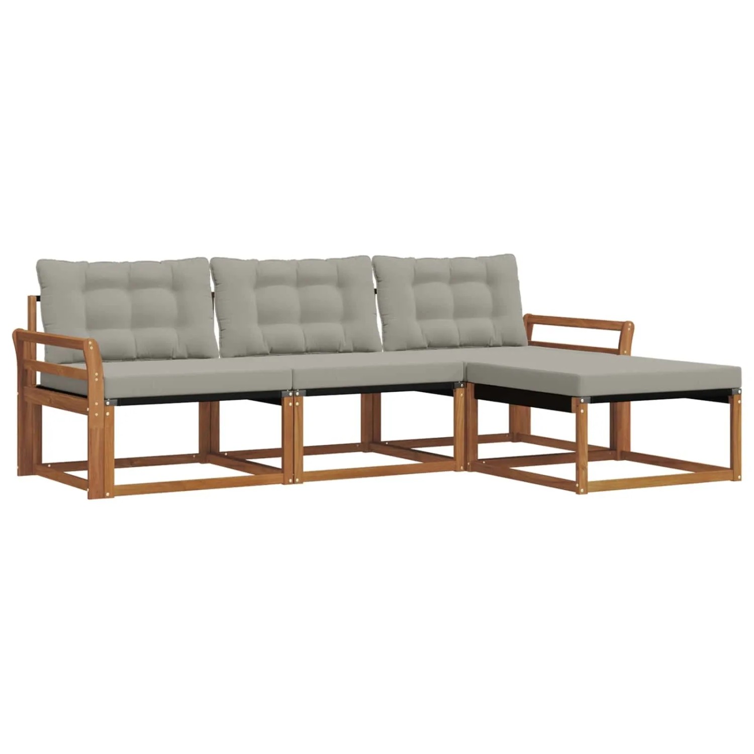 vidaXL Outdoor-Sofagarnitur mit Kissen 4-Tlg Natur und Hellgrau 3369338