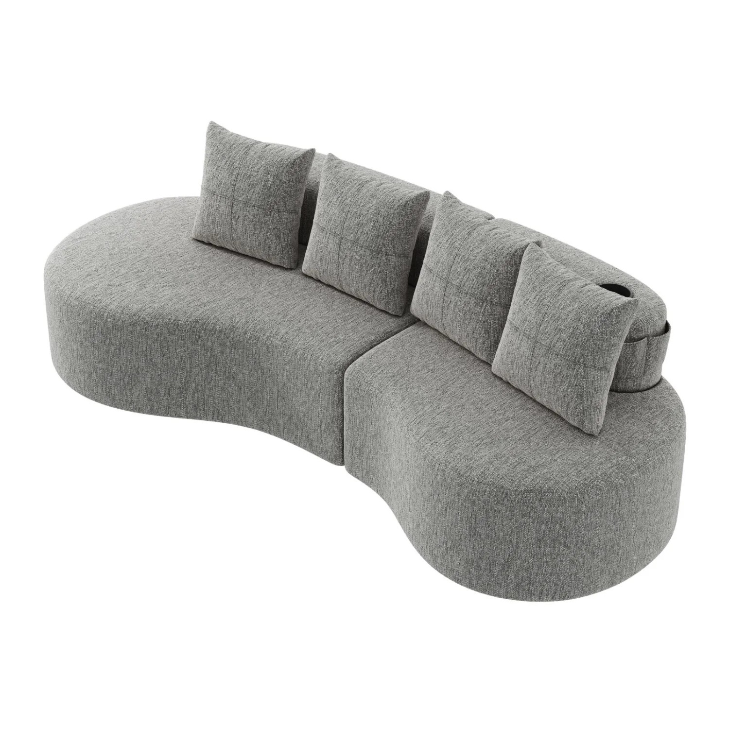 PXloue Stoffsofa aus Leinen Sofa Couch 240cm mit 4 Kissen Becherhalter Und Seitentaschen für Wohnzimmer