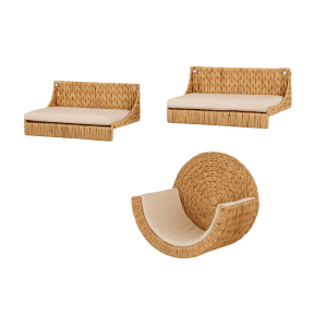 Rohrschneider Kletterwand Premium: 2 Wandelemente und 1 Liegemulde aus Naturfaser für Katzen.