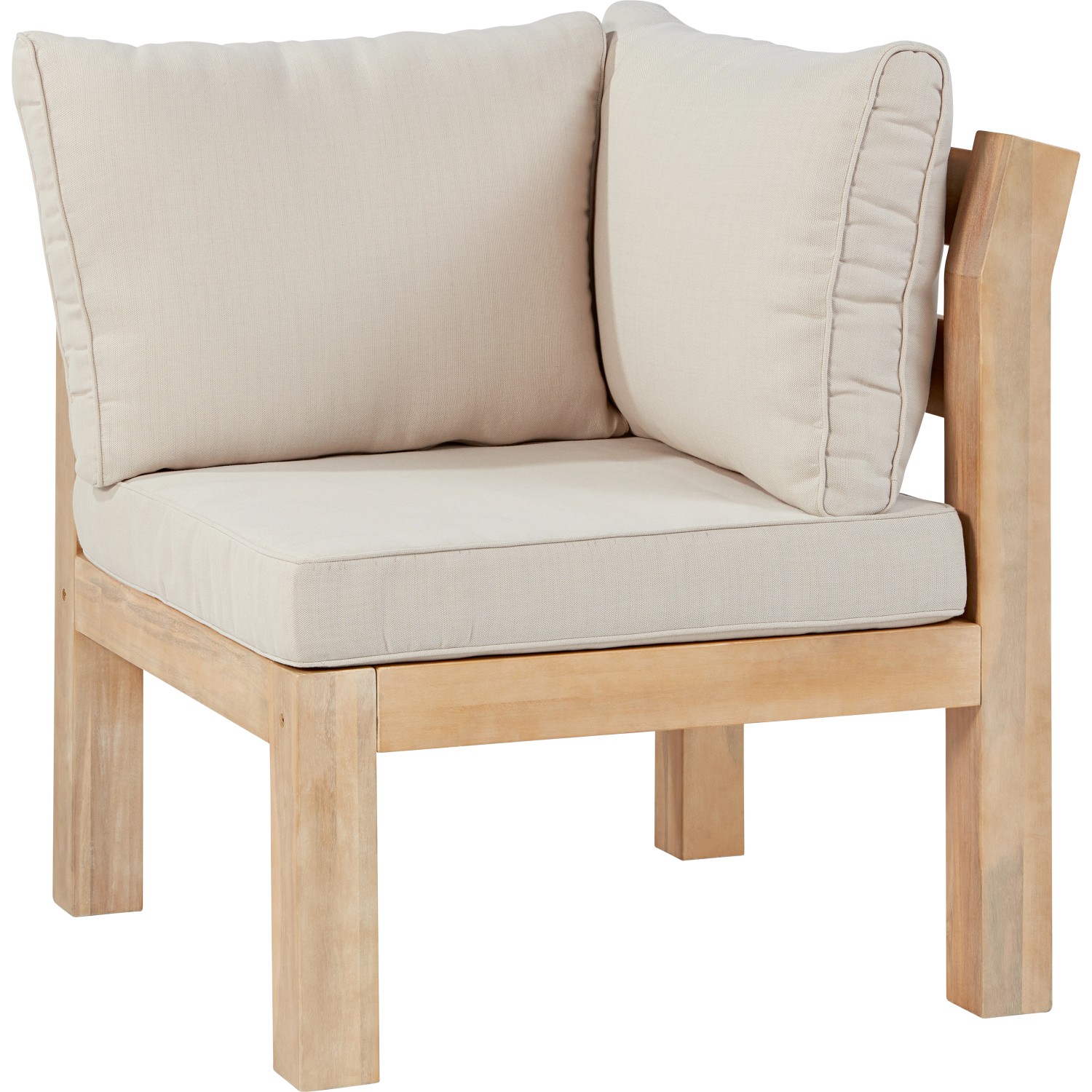 Lounge-Ecke Morenci aus Akazienholz mit Kissen, Teil des 4-teiligen Lounge-Sets mit Esstisch.