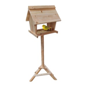 Relaxdays Vogelfutterhaus Tannenholz Natur Freistehend 107 cm x 32 cm x 27 cm 2,2 kg