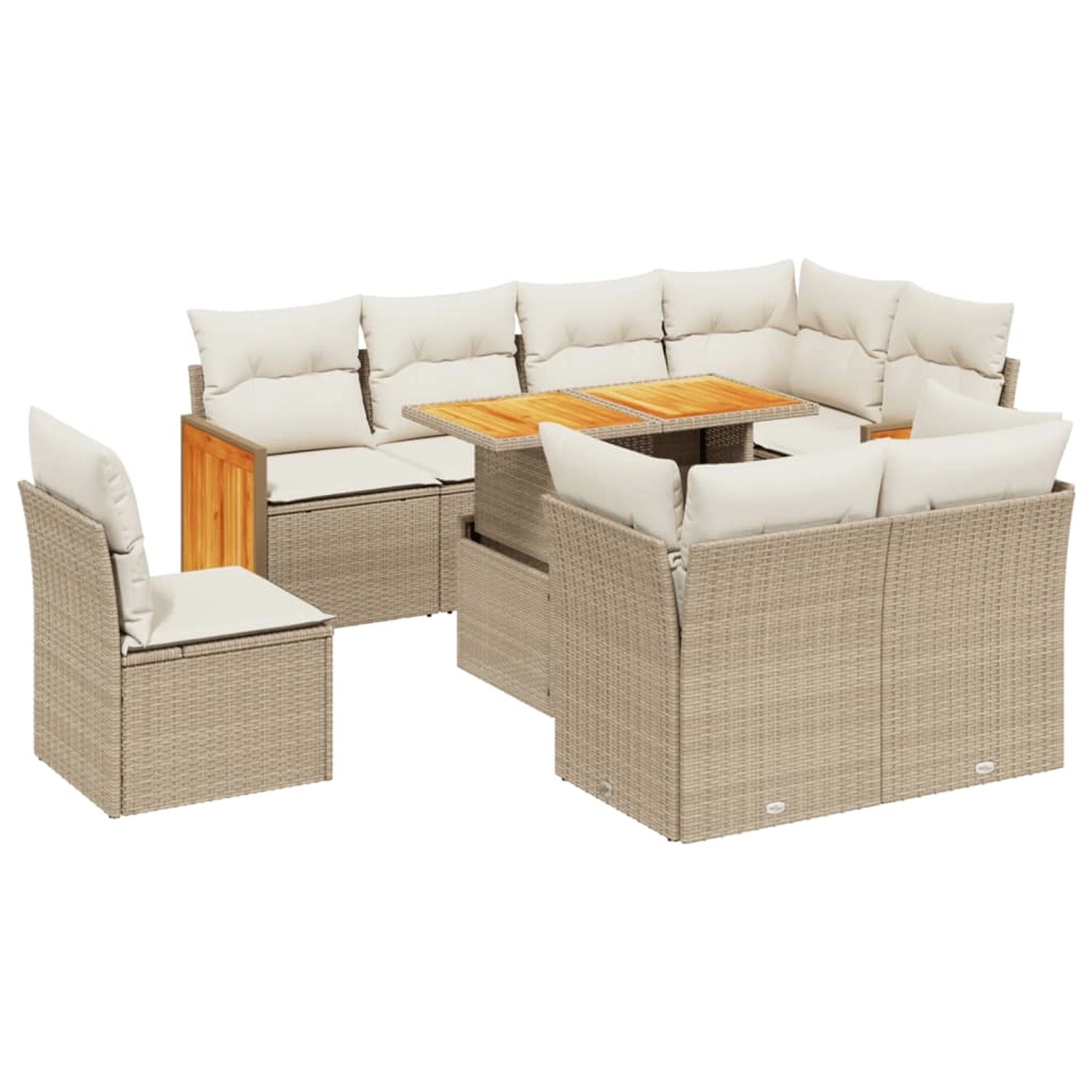 vidaXL 9-tlg Garten-Sofagarnitur mit Kissen Beige Poly Rattan Modell 242 günstig online kaufen