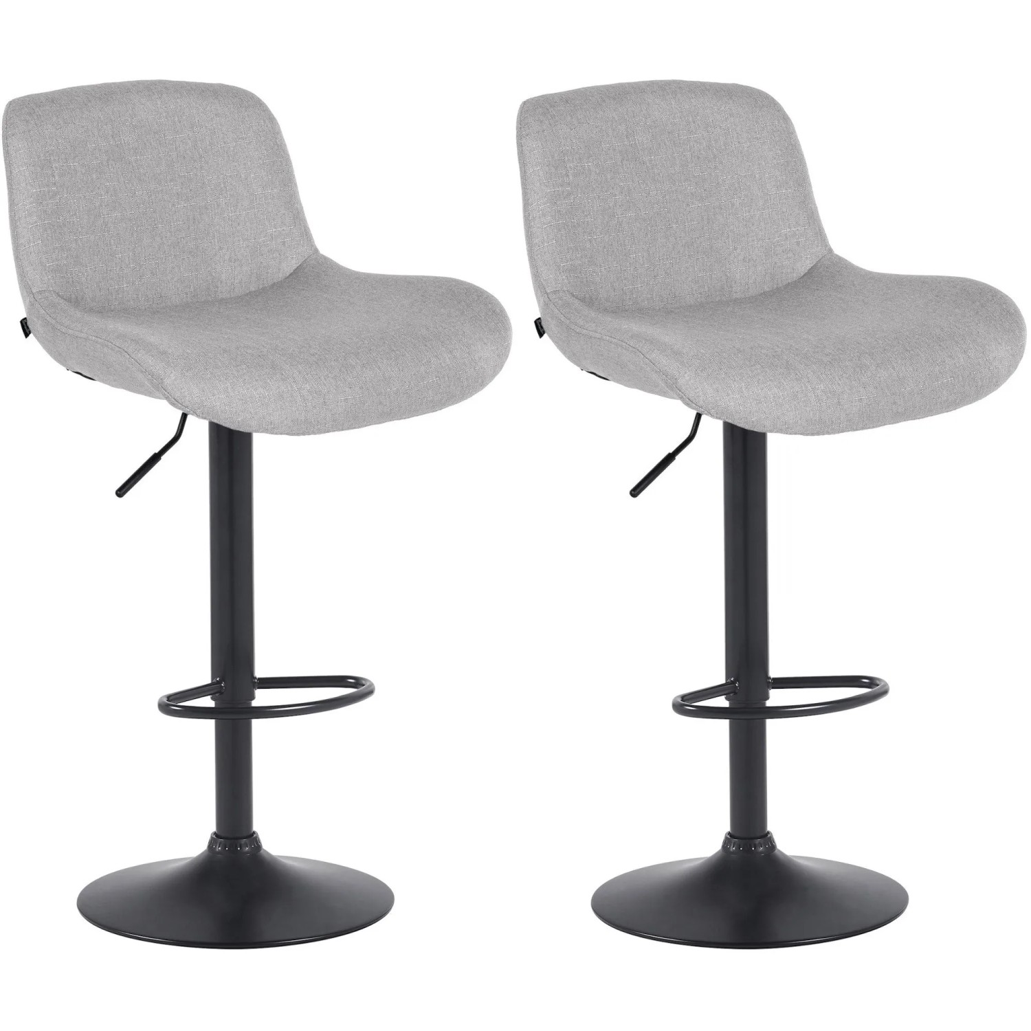 DELUKE 2er Set Barhocker PONOR Stoff Hellgrau 50x50x85cm Schwarz Barstuhl Höhenverstellbar Mit Lehne Drehbar Tresenhocker Tresenstuhl
