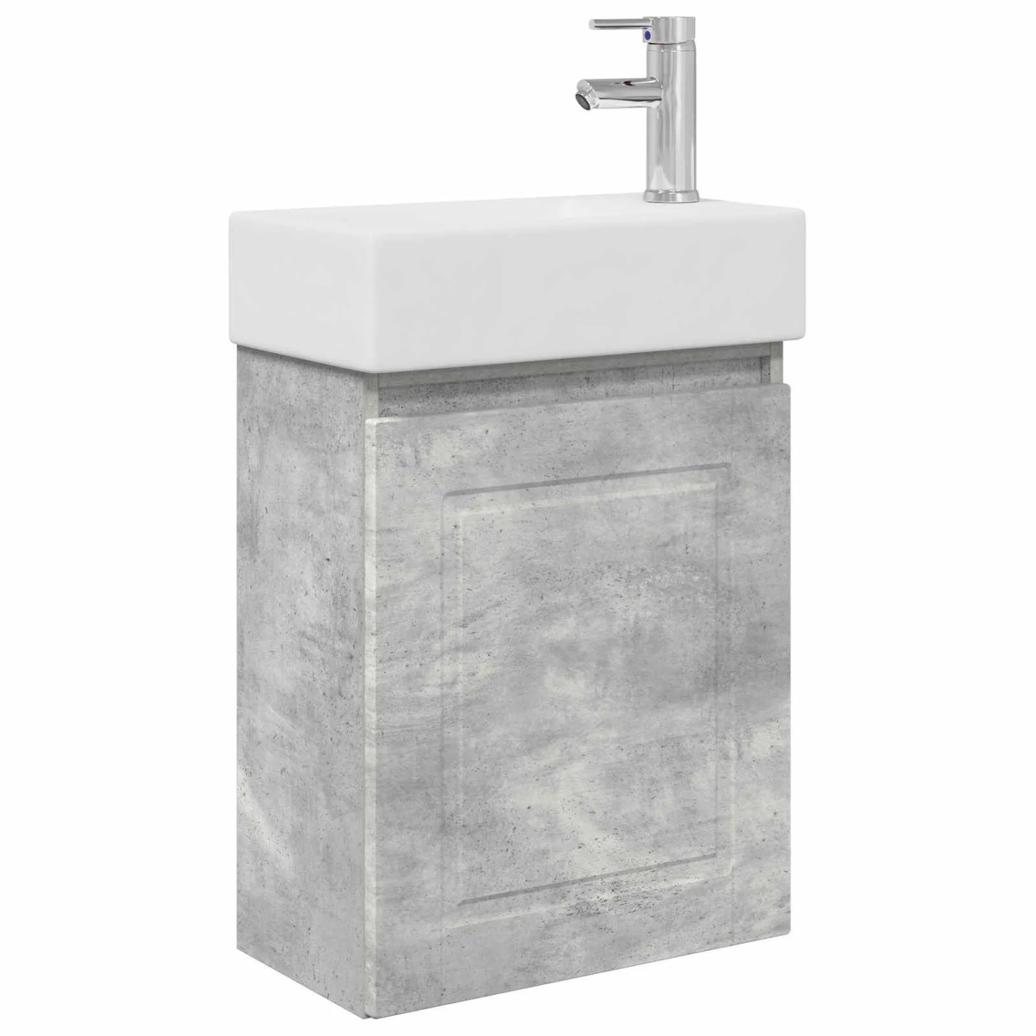vidaXL Badezimmer Waschtischunterschrank mit Wasserhahn Betongrau 889514