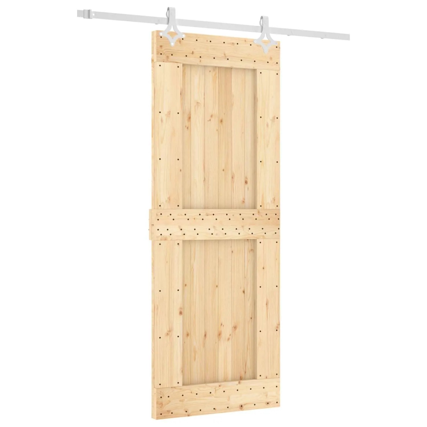 vidaXL Schiebetür Natur und Weiß 80 x 210 cm Massivkiefer 3445088