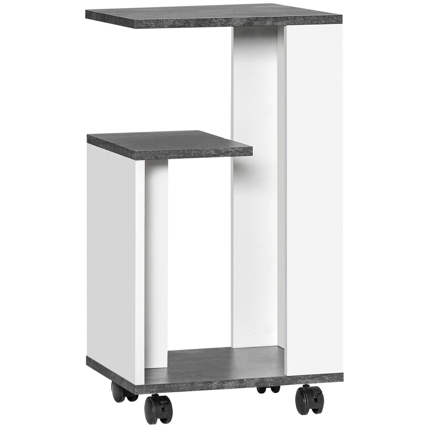 HOMCOM Nachttisch mit Rollen 3 Regalen Grau Weiß 35 x 29,5 x 65,5 cm günstig online kaufen