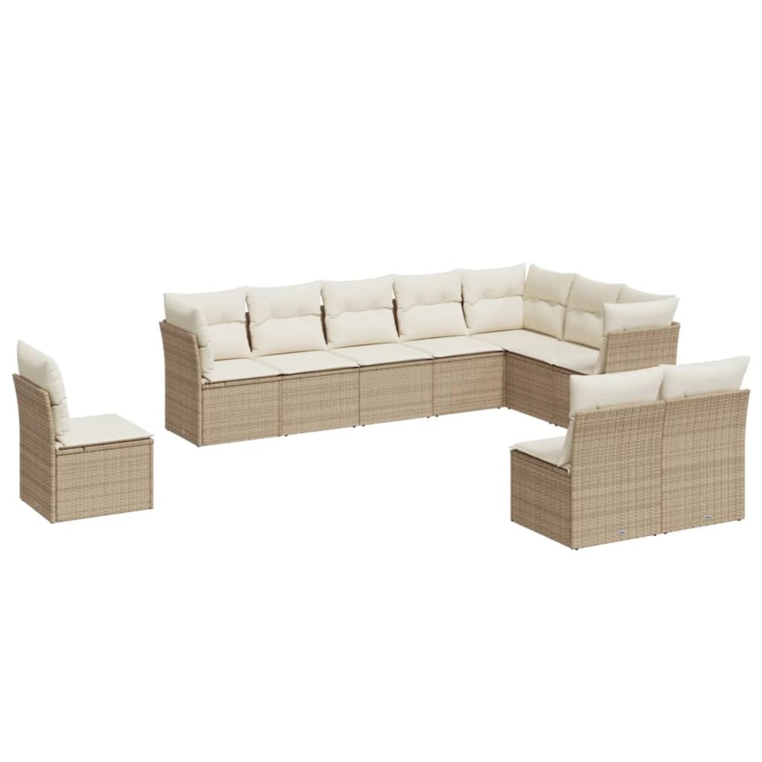 vidaXL 10-tlg Garten-Sofagarnitur mit Kissen Beige Poly Rattan Modell 72 günstig online kaufen