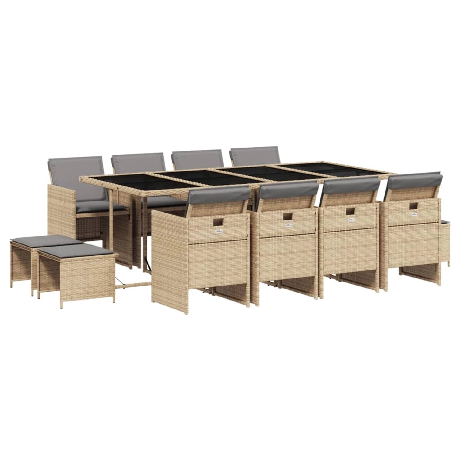 vidaXL 13-Tlg Garten-Essgruppe mit Kissen Beigemischung Poly Rattan 3210624 günstig online kaufen