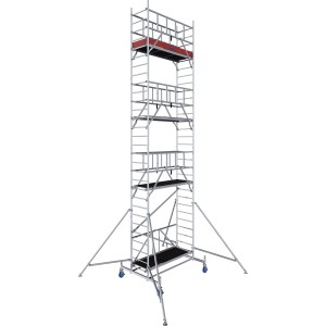 Krause Alu-Fahrgerüst ProTec XS, Arbeitshöhe 8,8 m, mit Rollen und Auslegern.