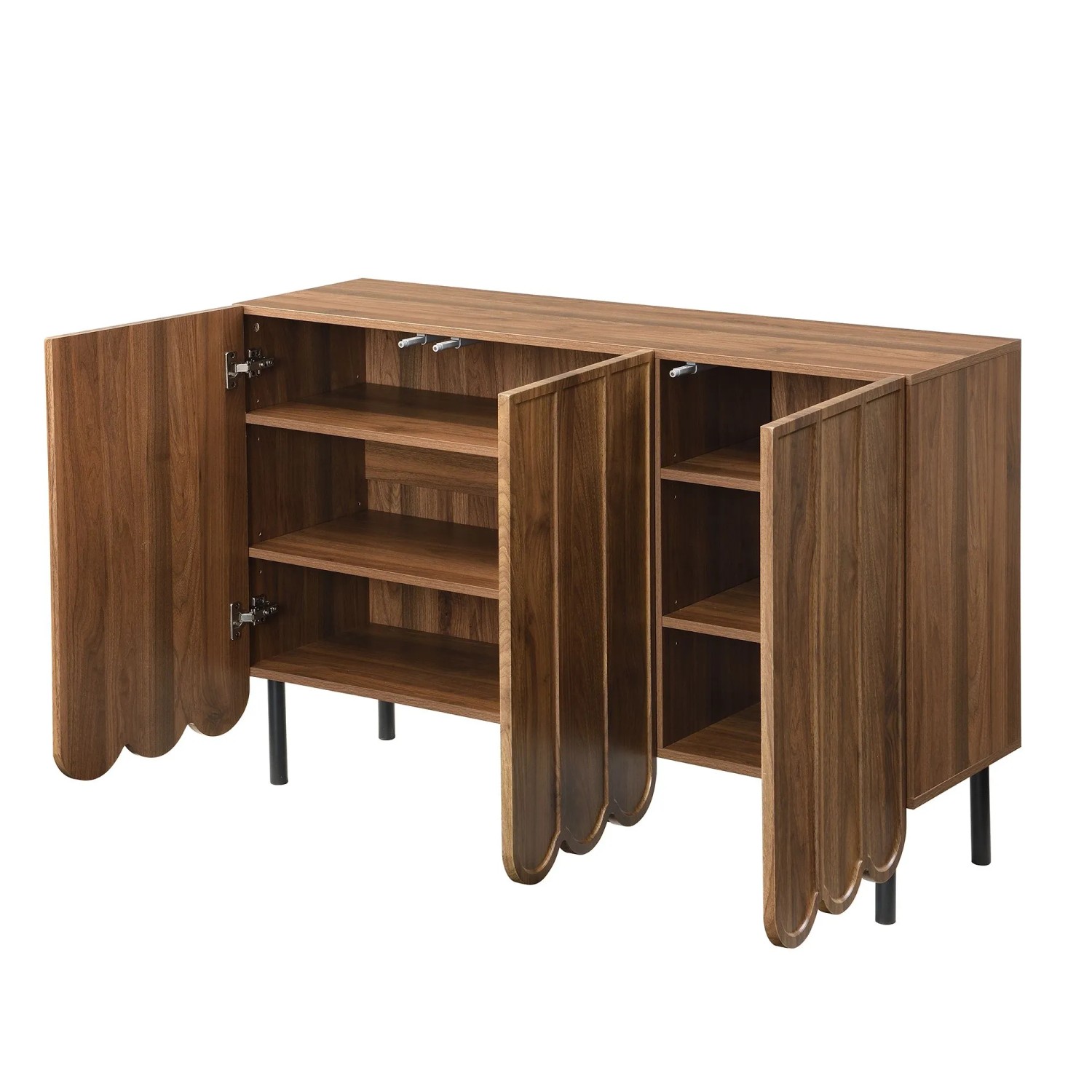 okwish Sideboard mit Wellentüren Wohnzimmer Flur Esszimmer 120x35x80cm Braun