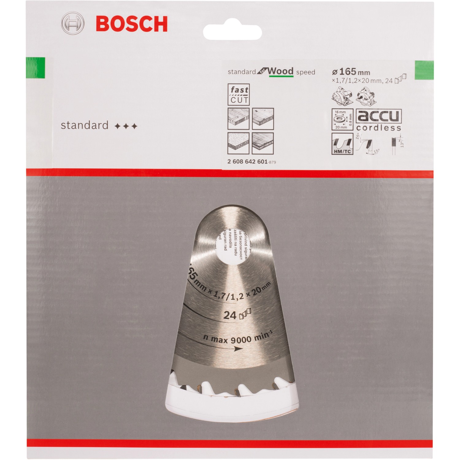 Bosch Hartmetall Kreissägeblatt 165 mm x 20 mm x 1,7 mm