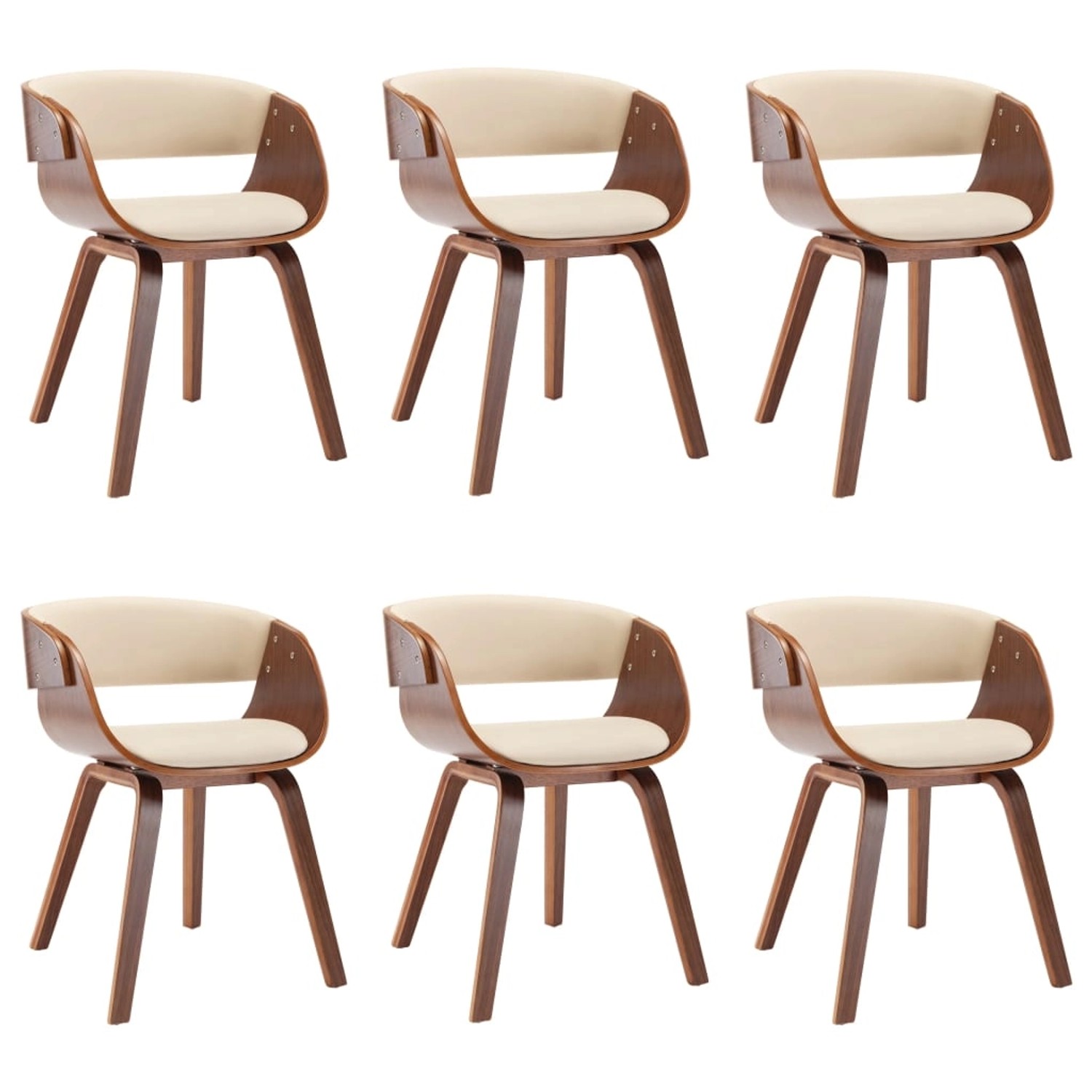 vidaXL Esszimmerstühle 6 Stk Creme Bugholz und Kunstleder 278858