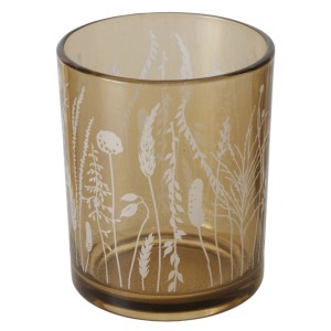 Mehrfarbiges Boltze Windlicht Jelena mit Pflanzenmuster, Ø 7 cm.