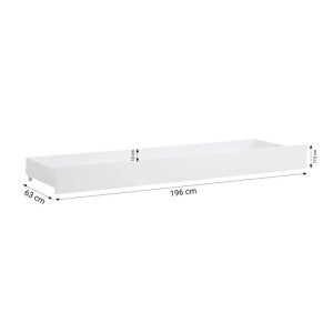 Weißer Homestyle4u Bettkasten mit Rollen, 196x63x17,5 cm, aus Kiefernholz. Praktischer Stauraum für Betten.