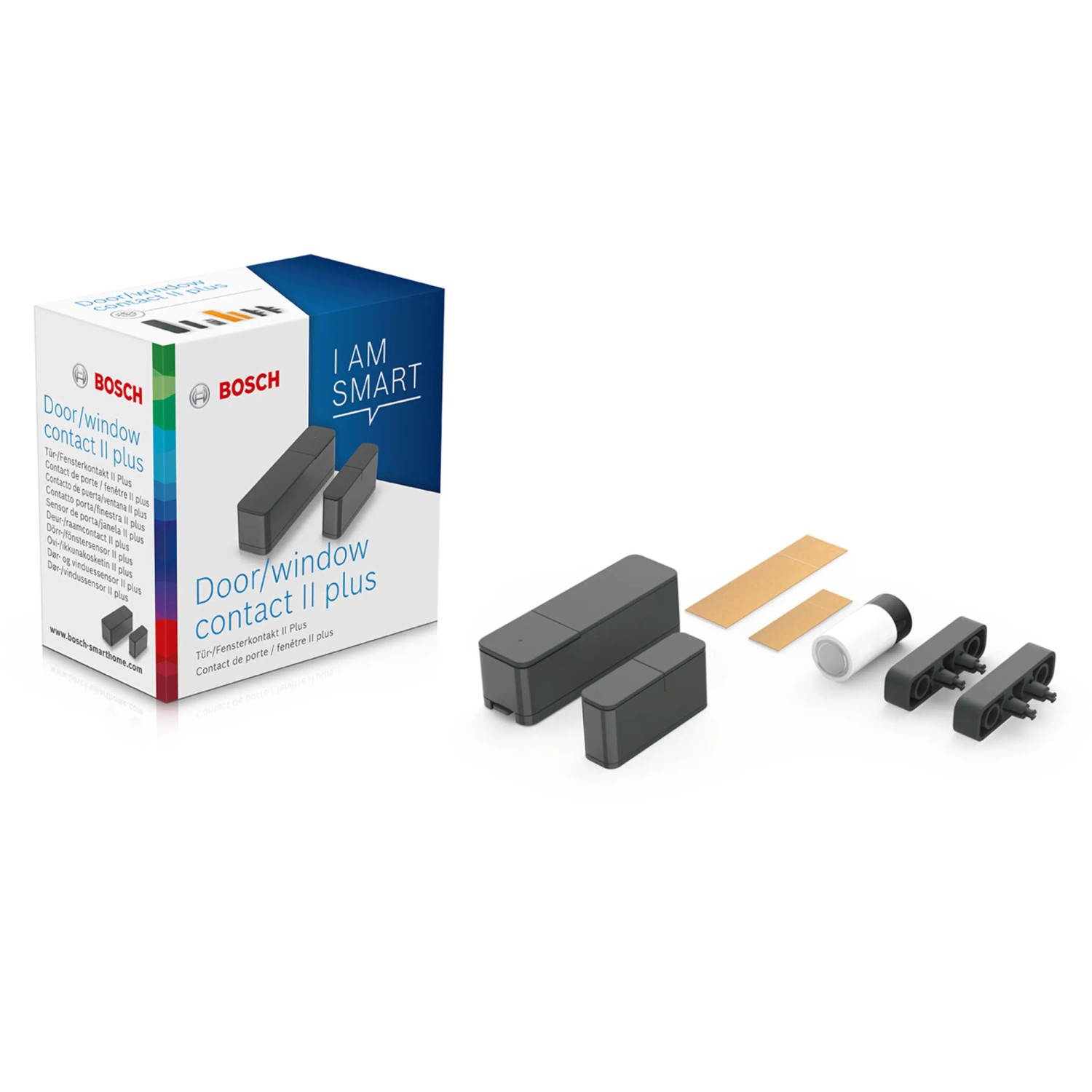 Bosch Smart Home Fenster-/Türsensor II Plus Anthrazit mit Zubehör.