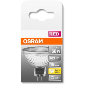 Osram GU5.3 LED-Leuchtmittel, 6,5W, warmweiß, 621 lm. LED Lampe in Verpackung.