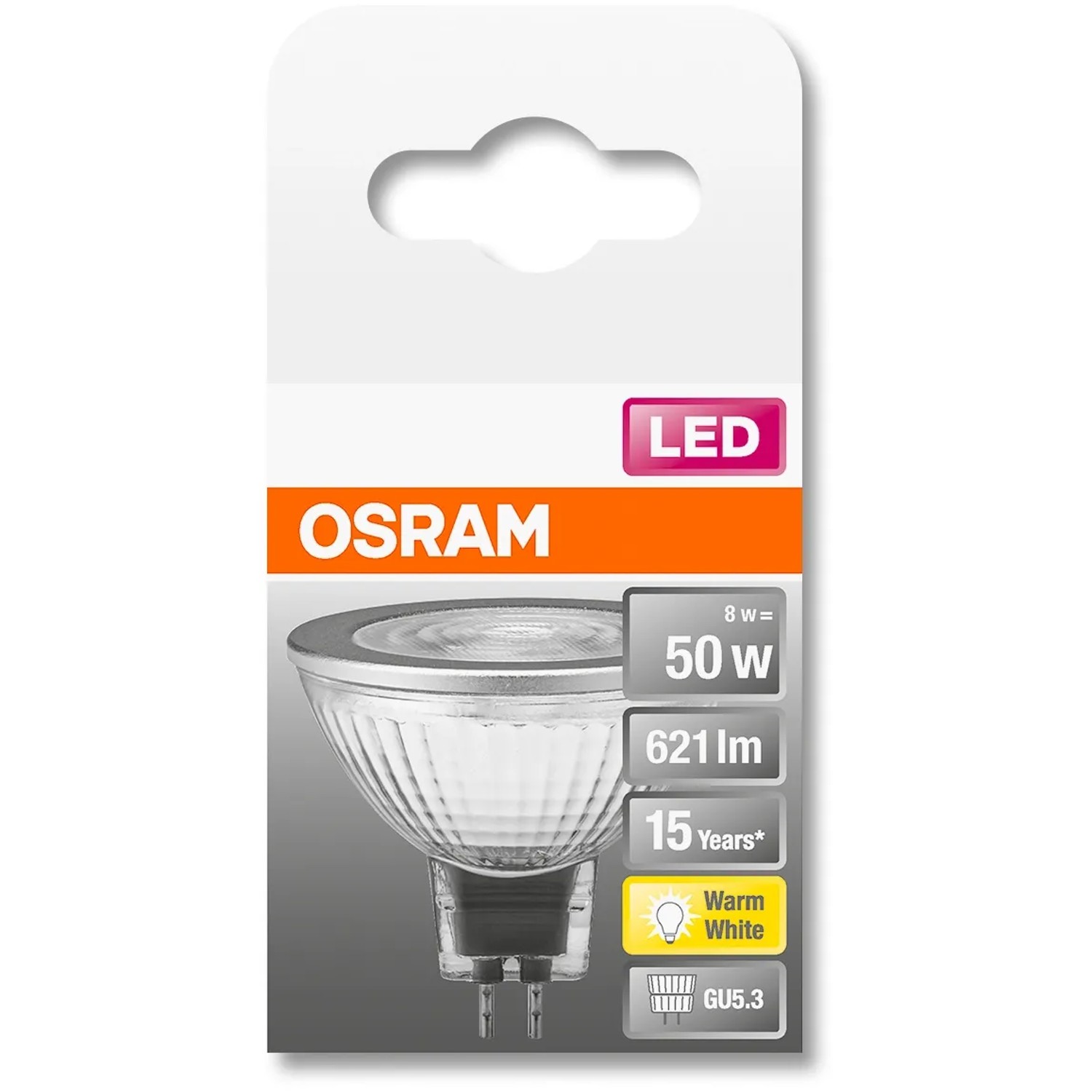 Osram GU5.3 LED-Leuchtmittel, 6,5W, warmweiß, 621 lm. LED Lampe in Verpackung.
