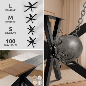 DELUKE Tischgestell THORN, schwarz, aus Stahl, verschiedene Größen für Wohnzimmertische.