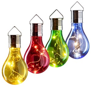 Marelida LED Solar Glühbirne M Lichterkette Solarleuchte Garten Terrasse Balkon 4er Set