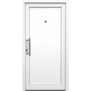 Weiße Kunststoff-Haustür, 100x200 cm, Türspion, Anschlag links. Ideal für Neubau & Renovierung.
