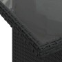 Detailansicht: Schwarzer Gartentisch mit Glasplatte aus Poly Rattan, Teil der vidaXL Sofagarnitur.