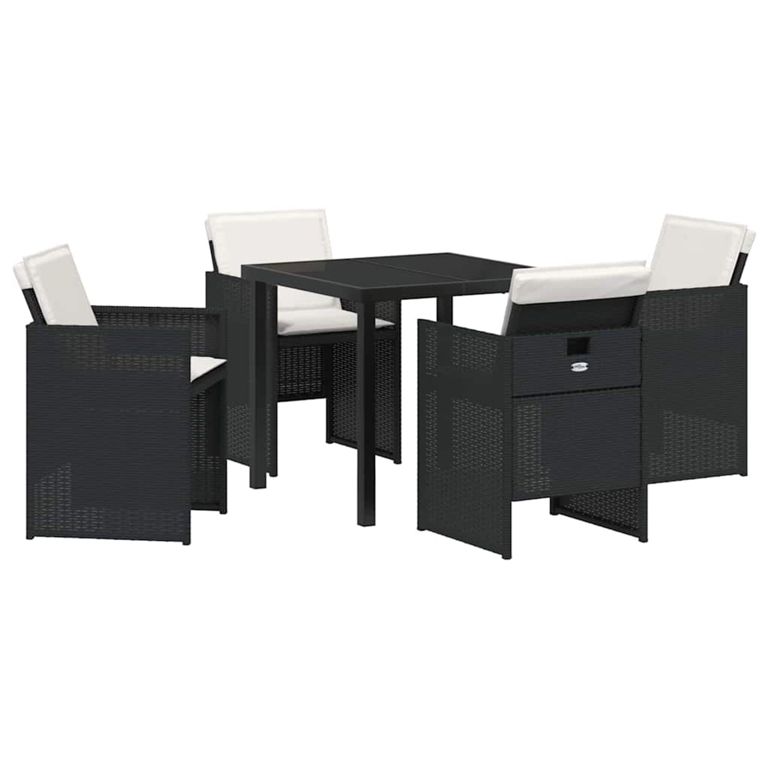 vidaXL Garten Essgruppe mit Kissen Falten 5-Tlg Schwarz Poly Rattan 3379940 günstig online kaufen