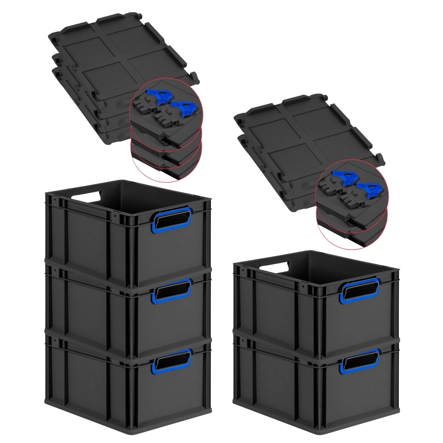 PROREGAL SuperSparSet 5x Eurobox Nextgen Color Mit Scharnierdeckel HxBxT 22 günstig online kaufen