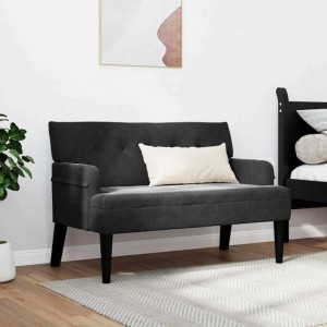 Schwarze vidaXL Chesterfield Bank aus Samt, 112 cm breit. Elegante Sitzbank für Wohnzimmer und mehr.