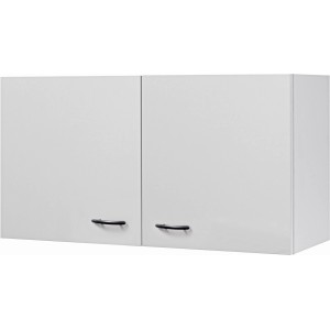 Flex-Well Classic Oberschrank Wito, 100 cm, Weiß, mit zwei Drehtüren und Edelstahlgriffen.