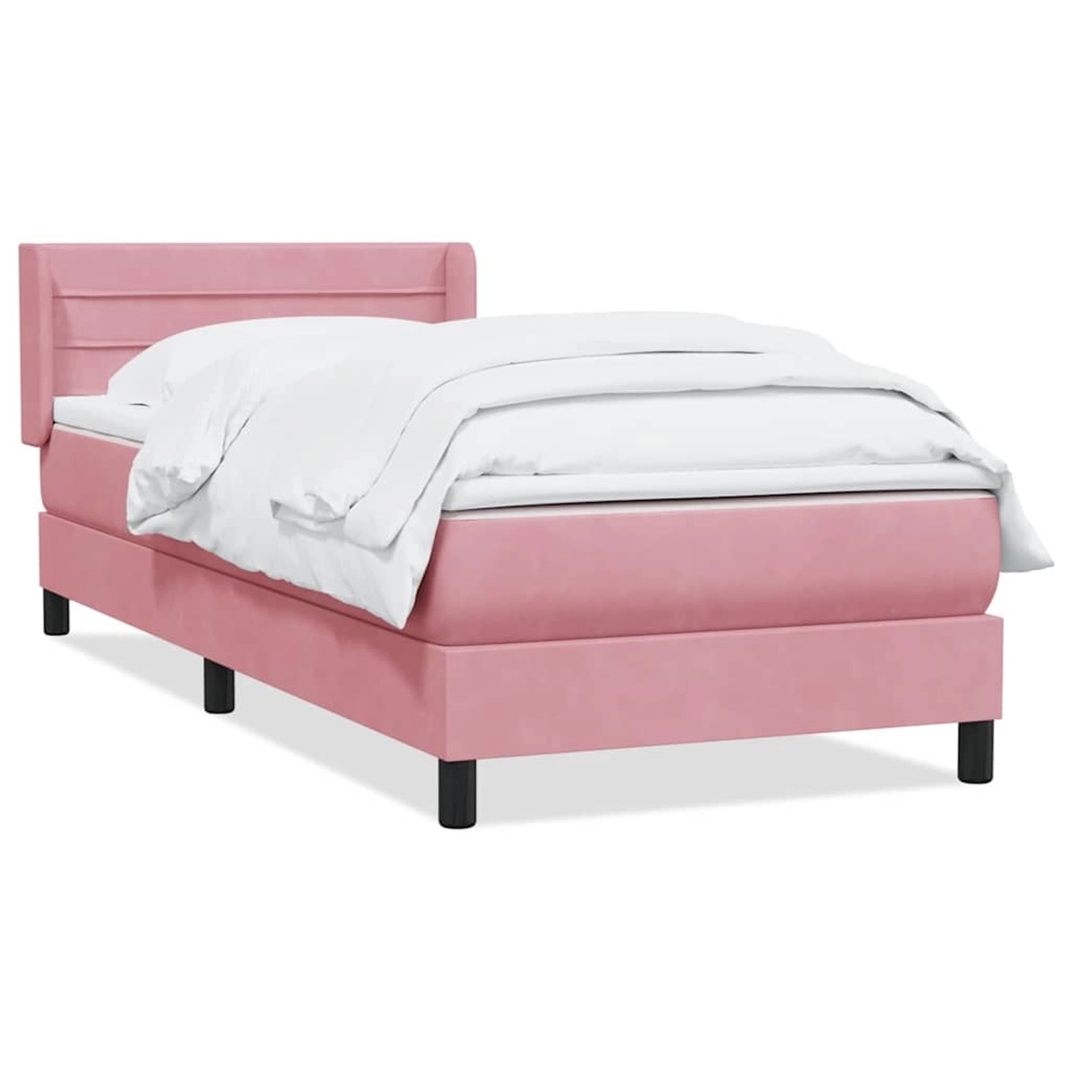 vidaXL Boxspringbett mit Matratze Rosa 100x220 cm Samt 3318236 günstig online kaufen
