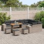 Graues 13-tlg. vidaXL Garten-Sofa-Set aus Poly Rattan mit höhenverstellbarem Tisch.