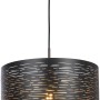 Schwarze Globo Pendelleuchte Tunno aus Metall mit goldenem Innenleben und Dekorstanzungen.