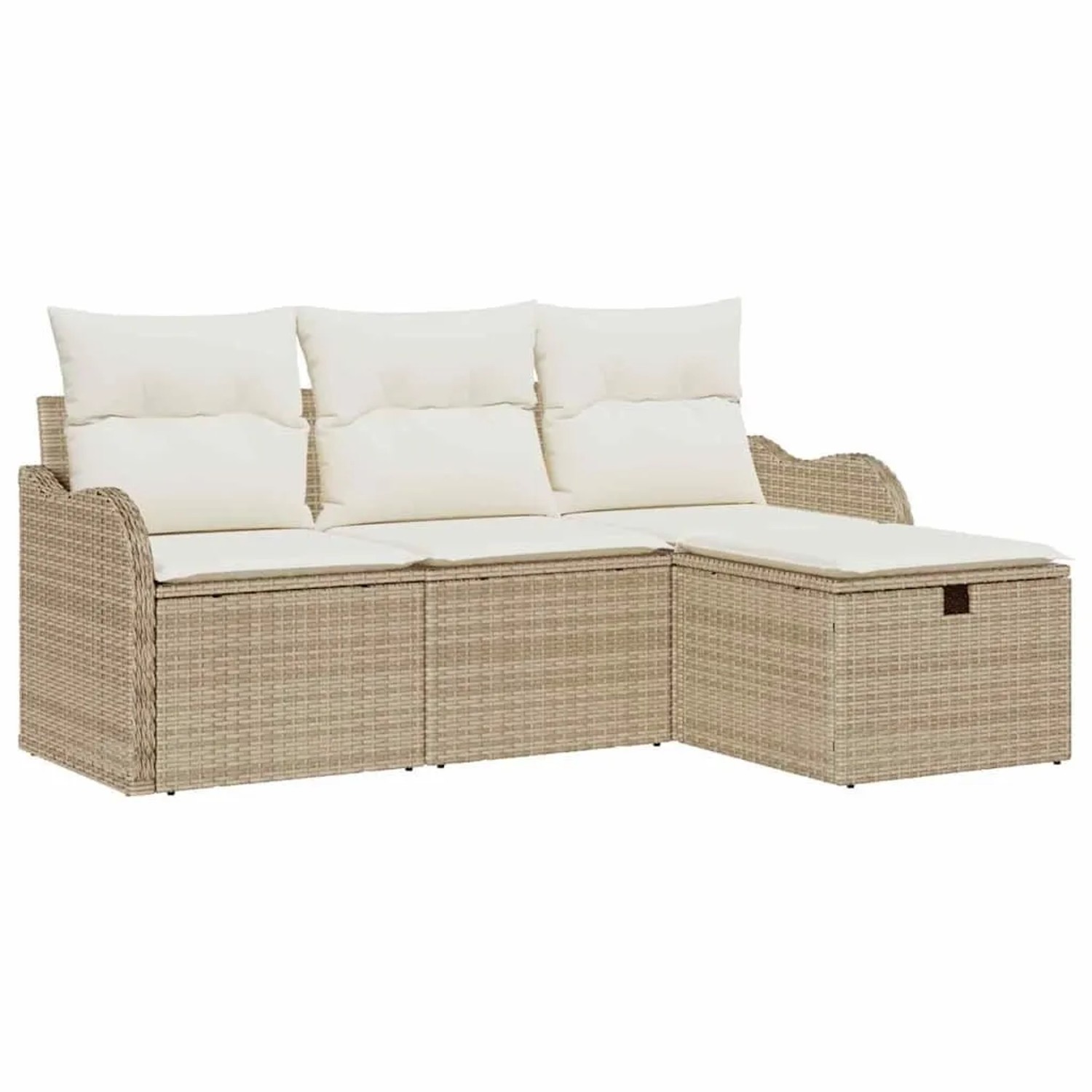 vidaXL Gartensofa-Set mit Kissen 4 Stk Beige und Creme Poly-Rattan 3358950