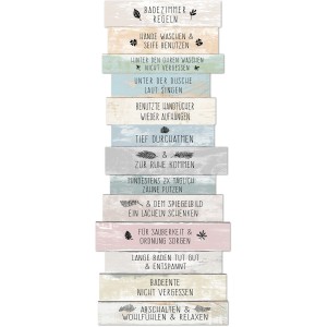 Pro Art Bild Cut-Out mit Badezimmerregeln, 70x25 cm, Hartschaumbild für Badezimmer.