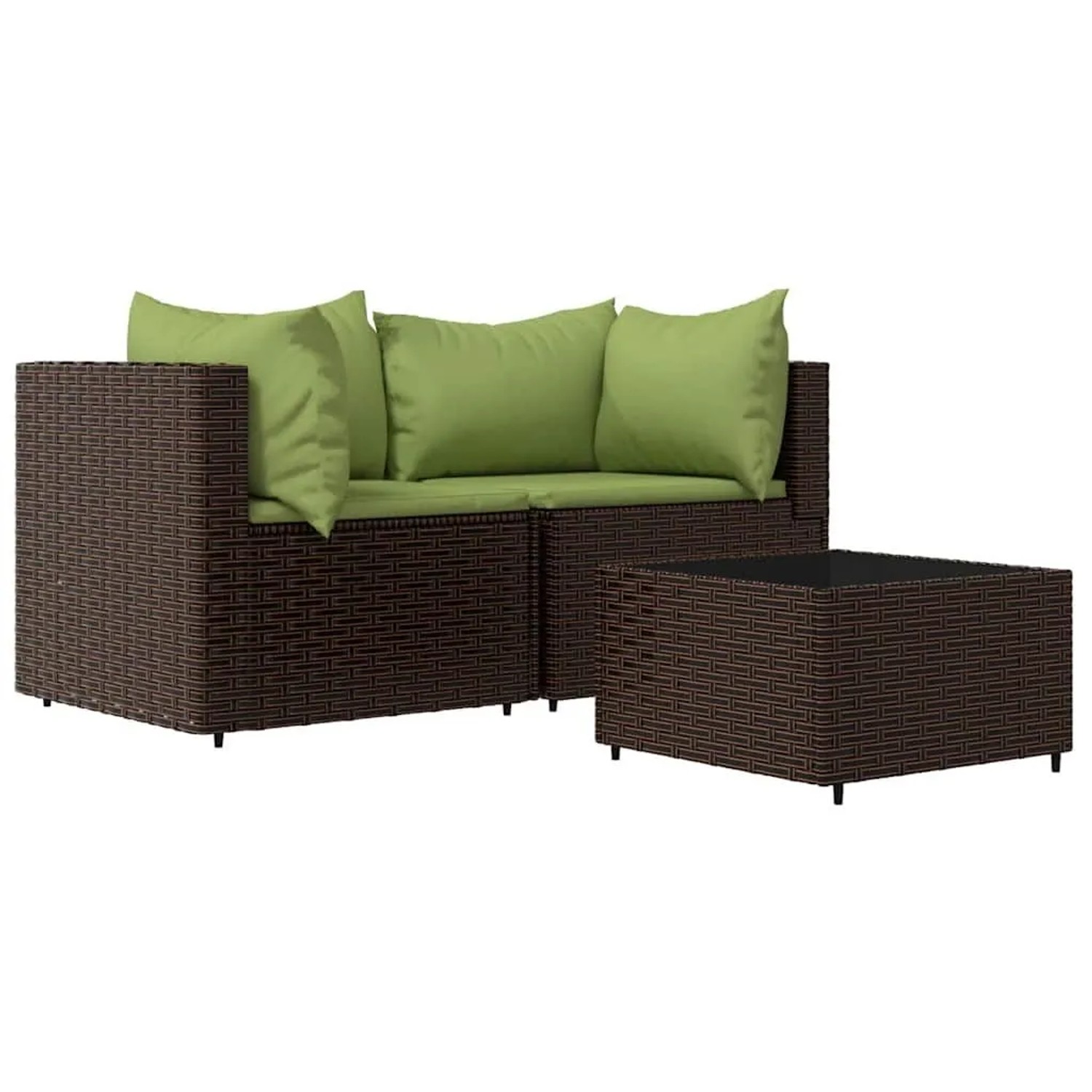 vidaXL 3-Tlg Garten-Lounge-Set mit Kissen Braun Poly Rattan 319827