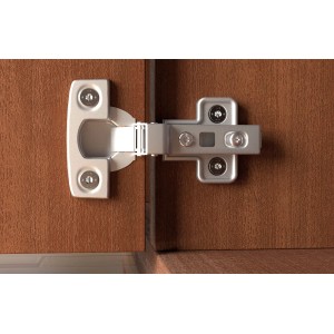 Montierte Möbelscharniere mit Fischer Holzschrauben PowerFast II 3x20 mm.