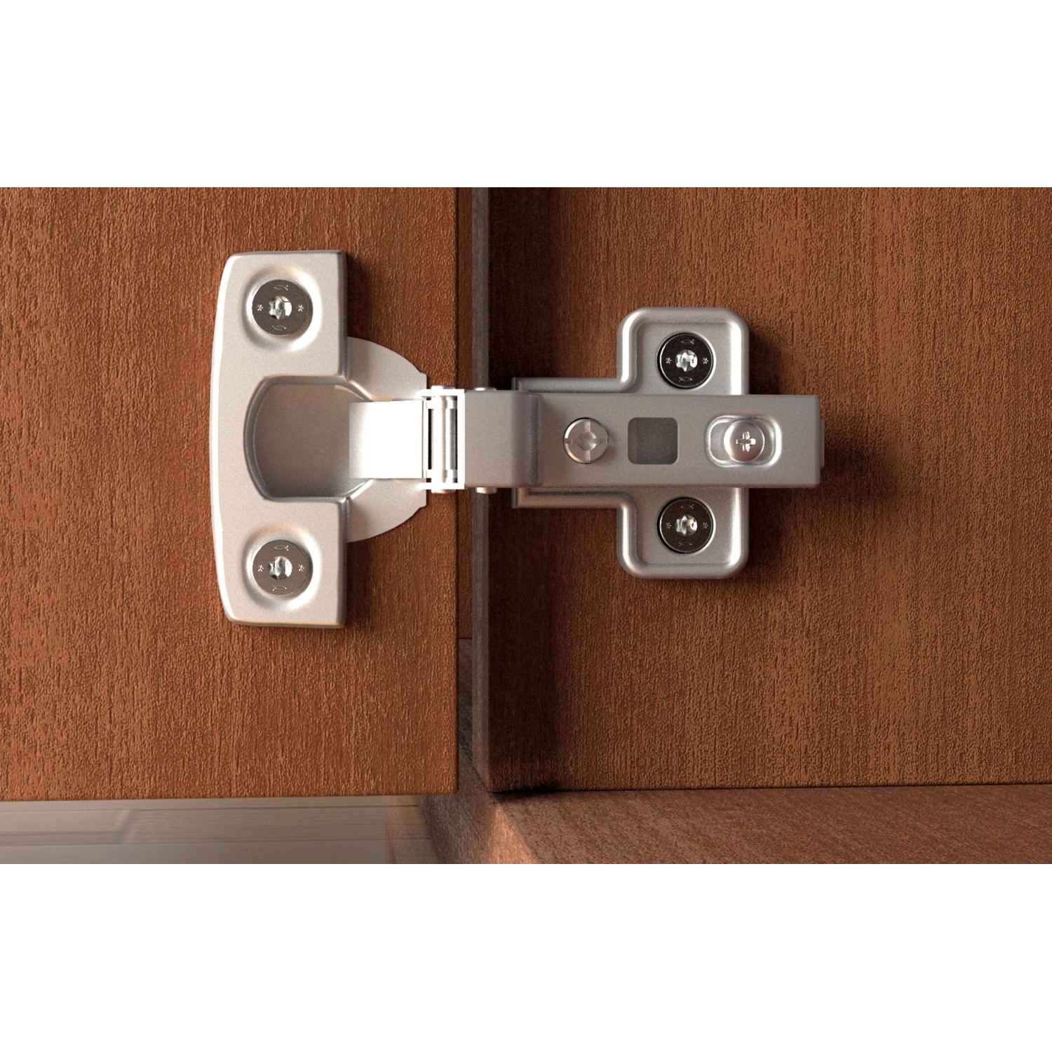 Montierte Möbelscharniere mit Fischer Holzschrauben PowerFast II 3x20 mm.