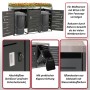 Anthrazitfarbene 3er-Mülltonnenverkleidung aus Stahl mit Pflanzkasten, abschließbar, Kippfunktion für 80-120L Tonnen.