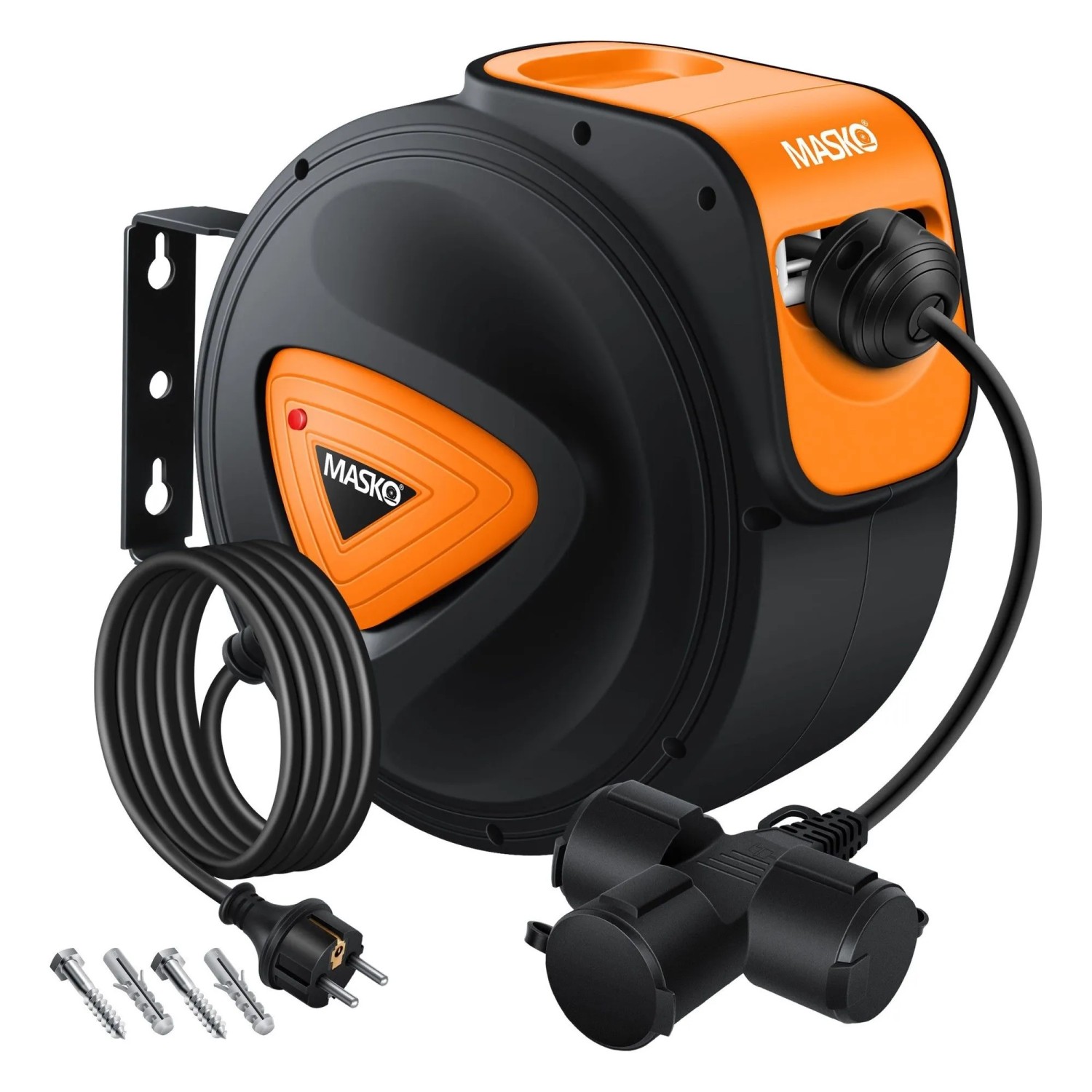 MASKO Automatik Kabeltrommel 10 Bis 20 m Kabellänge 10 m Schwarz Orange