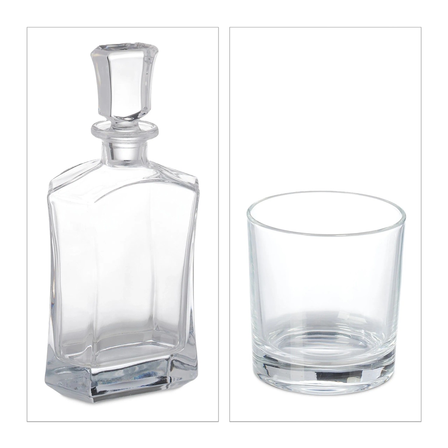 Relaxdays Whisky Set Glas Transparent mit Karaffe und 4 Gläsern 700 ml 1,2 kg