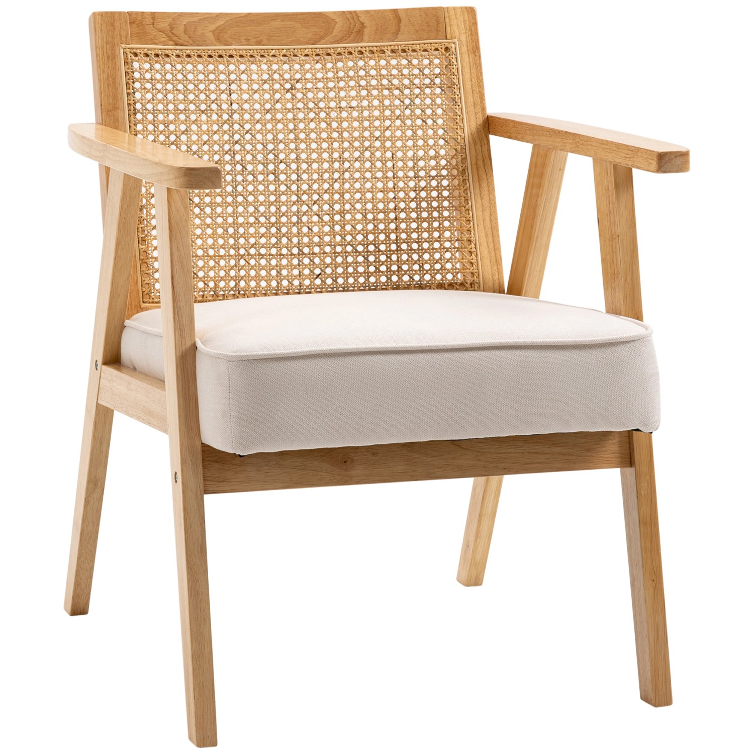 HOMCOM Sessel Wohnzimmer Relaxsessel mit Armlehnen Loungesessel für Schlafzimmer Creme