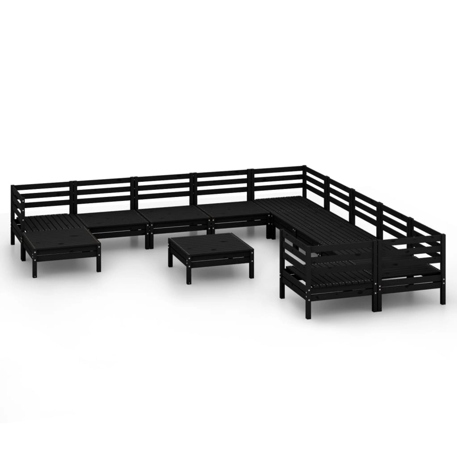 12-tlg. Garten-lounge-set Schwarz Massivholz Kiefer günstig online kaufen