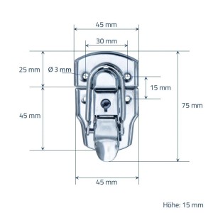 HMF 14985-09 Spannverschluss mit Schloss 2 Stück 45 x 75 mm Silber Verzinkt