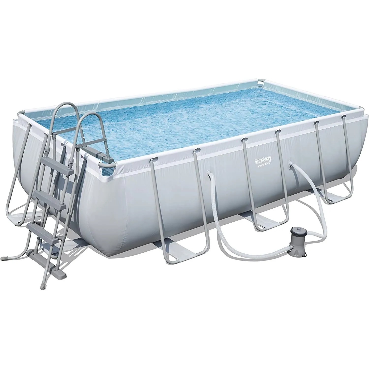 DELUKE Pool SWIM Eckig Kunststoff Grau 100x201x404cm Komplett-Set Aufstellpool Gartenpool