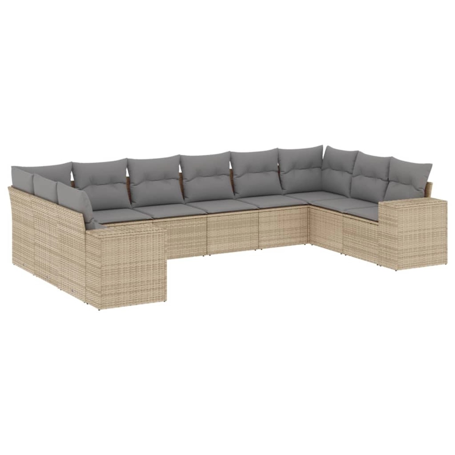 vidaXL 10-Tlg Garten-Sofagarnitur mit Kissen Beige Poly Rattan 3255406 günstig online kaufen