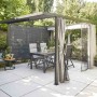 Siena Garden Pergola mit anthrazitfarbener Sichtblende und Vorhängen, 300x210 cm.