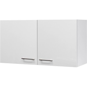 Flex-Well Joelina Hängeschrank, 100 cm, Weiß, mit zwei Türen und Edelstahlgriffen.