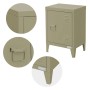 ML-Design Nachttisch Olive, 40x30x58 cm, Stahl, Industriedesign mit Tür und Lüftungsschlitzen.