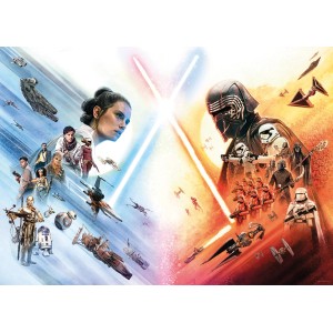 Star Wars Wandbild Poster (70x50 cm) mit Rey, Kylo Ren und Raumschiffen.